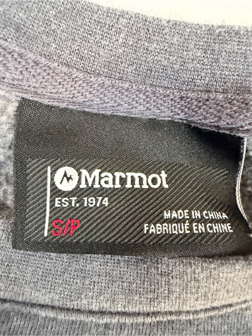 Marmot Gray Crewneck with Colorful Mountain Patch